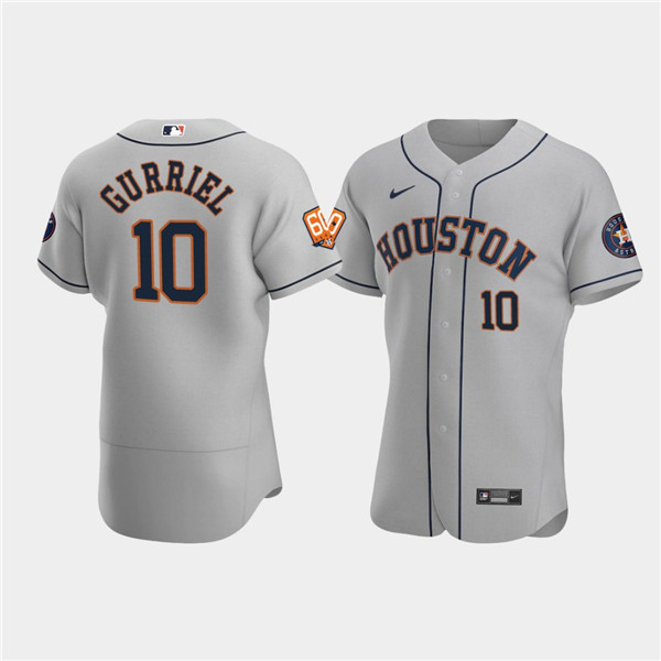 Men's Houston Astros #10 Yuli Gurriel Grey 60th Anniversary Flex Base Stitched Baseball Jersey